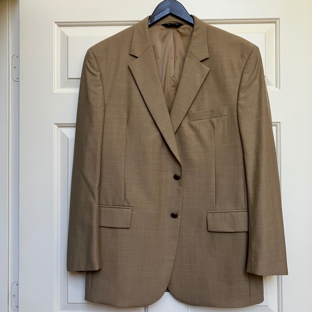 Jos A Bank Traveler's Collection 44R Tan Brown Wool Spandex‎ Blazer Coat Jacket